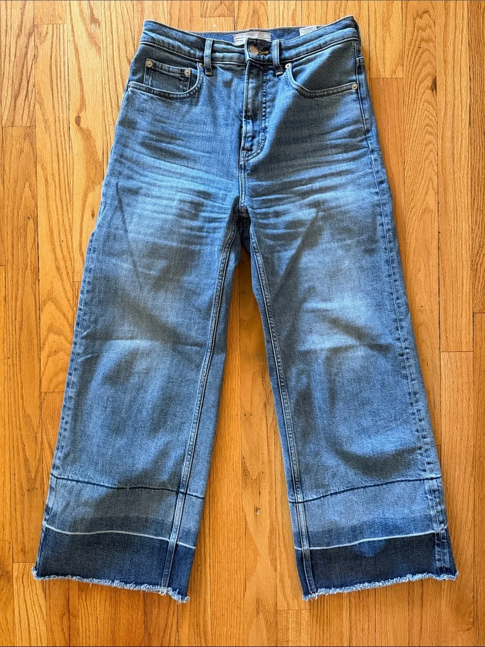 Everlane sz 26S The Way High Sailor Jean Blue wide leg Jeans Dark Hem great cond